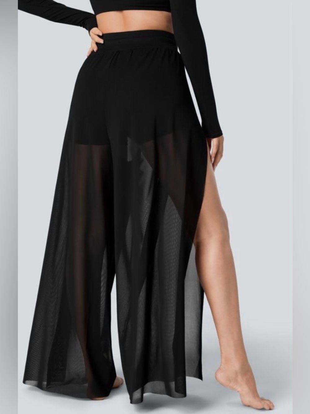 XSMALL.   HALARA MESH 2/1 SPLIT SLIT WIDE LEG YOGA PANTS